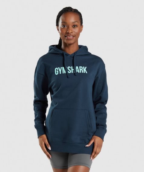 Women's Gymshark Apollo Oversized Hoodie Navy | NZ 4KFWYC